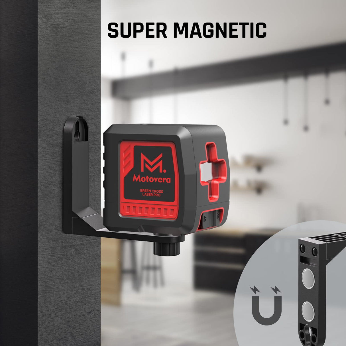 Motovera Laser Level, 100 feet Self Leveling Laser Level, Green Cross Line Self leveling, 4 Brightness Adjustment, Manual Self leveling and Pulse Motovera