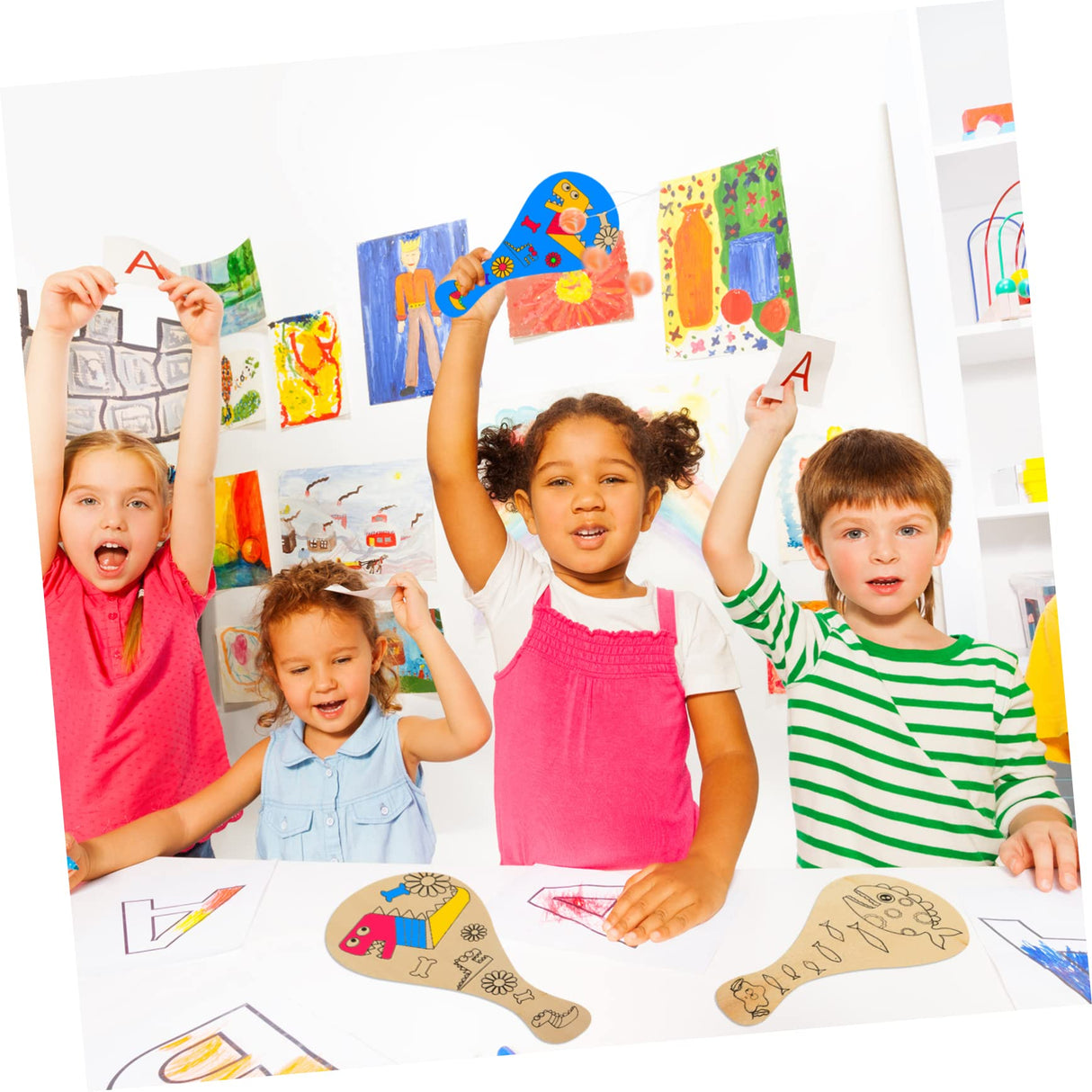 NOLITOY 6pcs White Billet Wooden Racket Unfinished Fraternity Paddle Wooden Paddle Game Bat and Ball on Elastic Wood for Maker Brain Toy Toys for NOLITOY