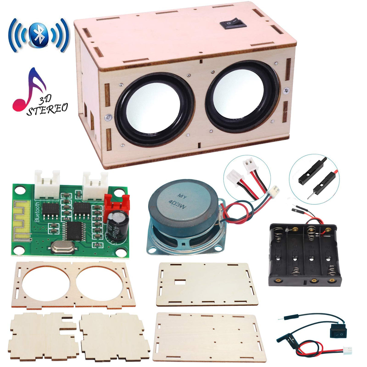 CYOEST DIY Bluetooth Speaker Box Kit Electronic Sound Amplifier - Build Your Own Portable Wood Case Bluetooth Speaker Sound - Science Experiment and CYOEST