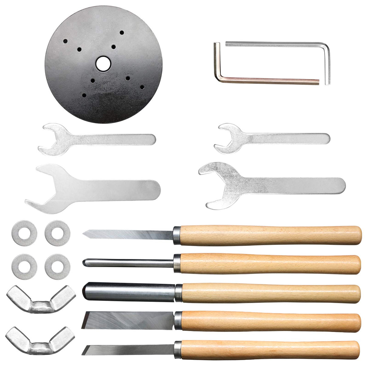 HAowosi Upgraded Wood Lathe 14" x 40", Power Wood Turning Lathe Adjustable 4 Speed 1100/1600/2300/3400RPM, Benchtop Mini Wood Lathe with 5 Chisels HAowosi