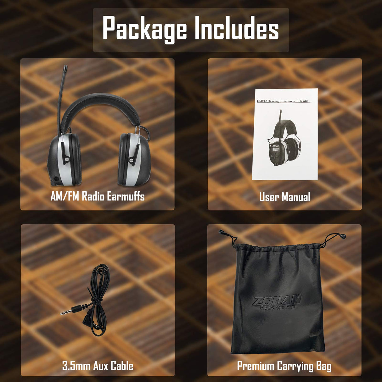 ZOHAN EM042 AM/FM Radio Headphone with Digital Display,Ear Protection Noise Reduction Safety Ear Muffs,Ultra Comfortable Hearing Protector for Lawn ZOHAN