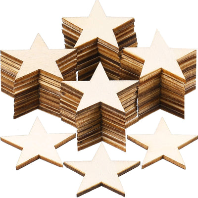 Gejoy 500 Pieces Star Shape Unfinished Wood Pieces, Blank Wood Pieces Wooden Cutouts Ornaments for Craft Project and Decoration (1-1/4 Inch)