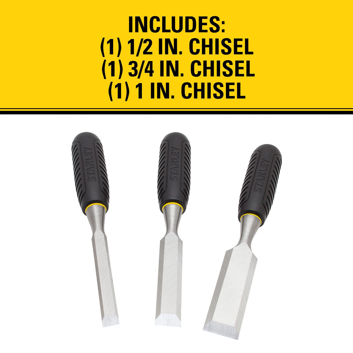 STANLEY Chisel Set, 150 Series, Short Blade, Wood, 3-Piece (16-150) Stanley