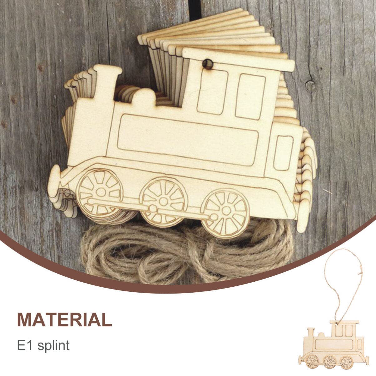 Blank Wood Crafts 20 Pcs Christmas Ornaments Train Shape Unfinished Wood Crafts Wood Slices for Home Christmas Decor Wood Centerpiece SEWACC