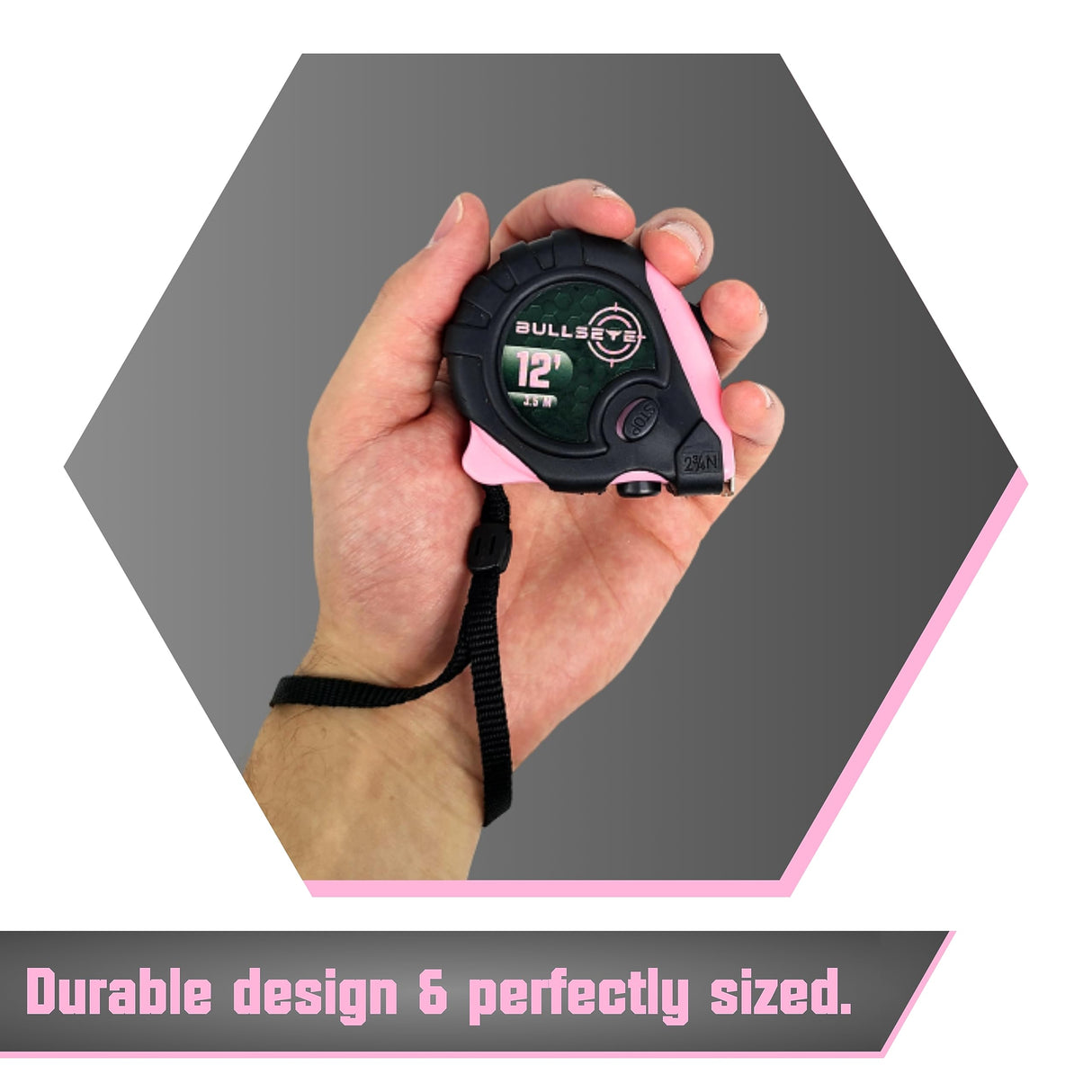 Bullseye Small Pink Tape Measure - Measurement Tape with Standard Inches and Metric - Easy to Read Tape Measure Retractable - Measuring Tape Daily Living Products