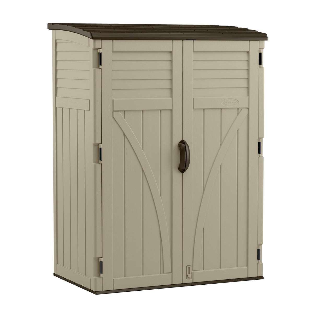 Suncast 54 Cubic Feet Vertical Storage Shed with Durable Plastic Construction, Multiple Wall Panels and Ample Space for Outdoor Storage Suncast