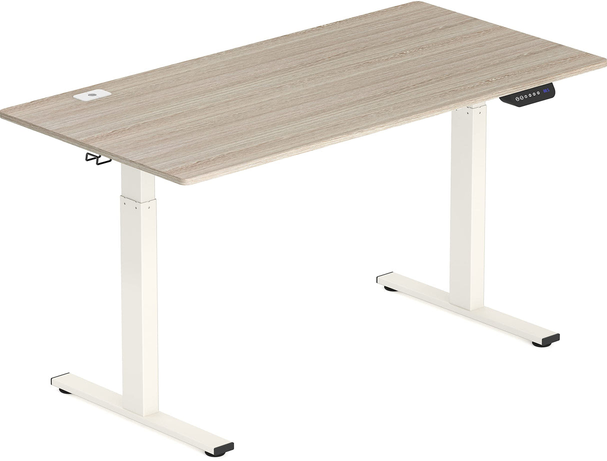 SHW 55-Inch Large Electric Height Adjustable Standing Desk, 55 x 28 Inches, Maple SHW
