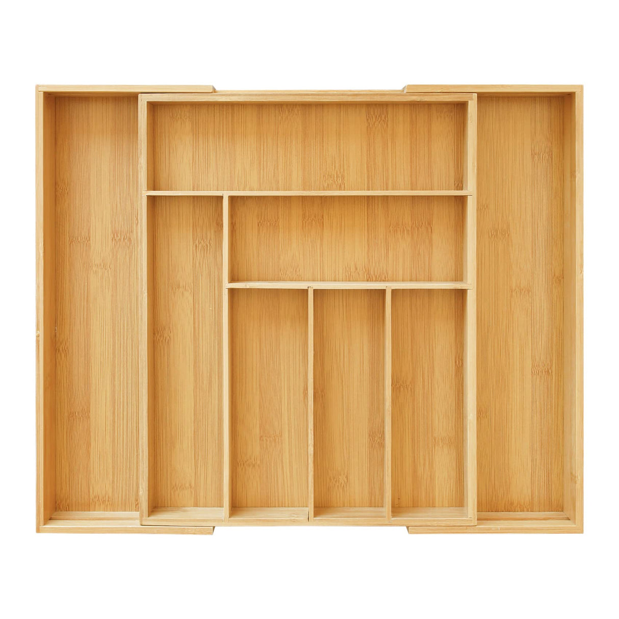 ZROOY Expandable Bamboo Kitchen Silverware Organizer Drawer for Utensils Holder and Cutlery, 8 Compartments for Drawer Tray with Grooved Drawer ZROOY