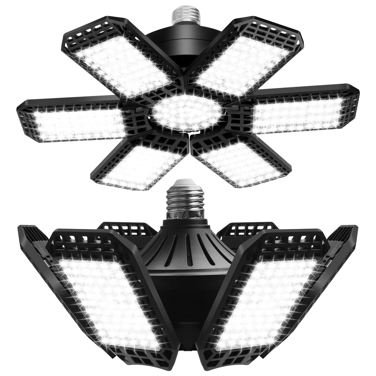 2 Pack LED Garage Light, 200W LED Shop Light, E26/E27 Garage Lights Super Bright Deformable LED Garage Ceiling Light with 6+1 Adjustable Panels XILLUMI CORE