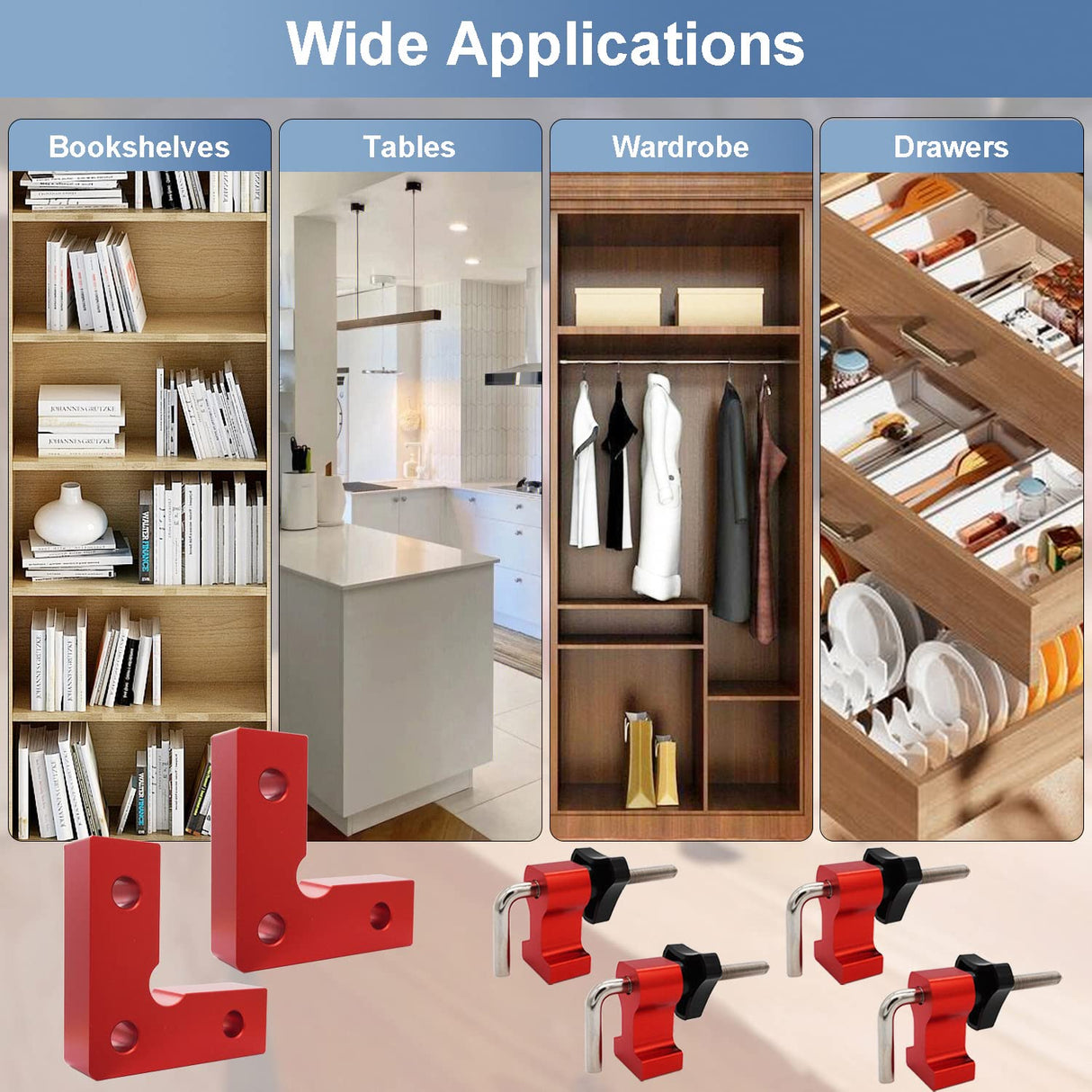 4-Pack Corner Clamps 90 Degree, 2.32"x2.32" Mini Aluminum Alloy Right Angle Clamps, Woodworking Positioning Squares for Cabinets, Drawers, Tables, ViewReal