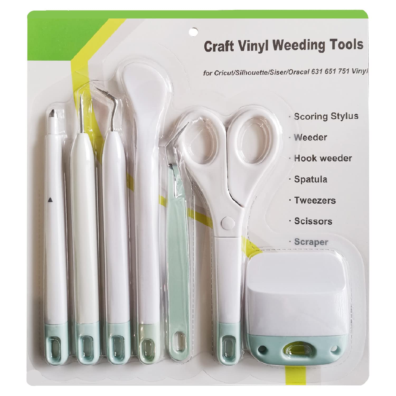 Craft Vinyl Weeding Tools Set,Precision Tool Kit for Crafting and DIYs, Scissor,Tweezers,Weeders,Scraper,Spatula,Scoring Stylus Pen for Cricut