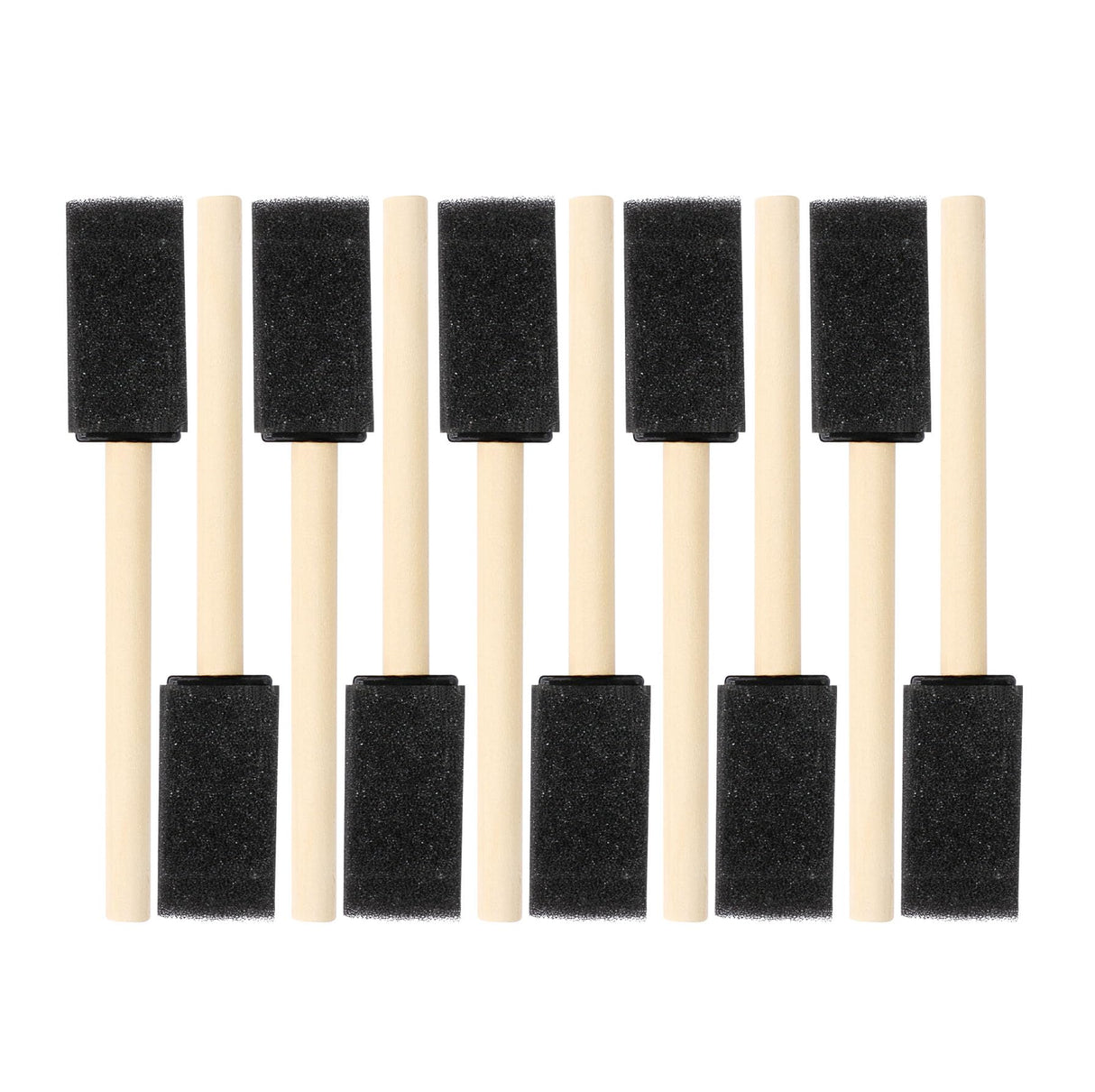MIDELONG 1-inch Black Foam Paint Brushes Set, Wood Handle Sponge Brush Sponge Paint Brushes Durable Foam Brushes for Painting, Acrylics, Stains, MIDELONG