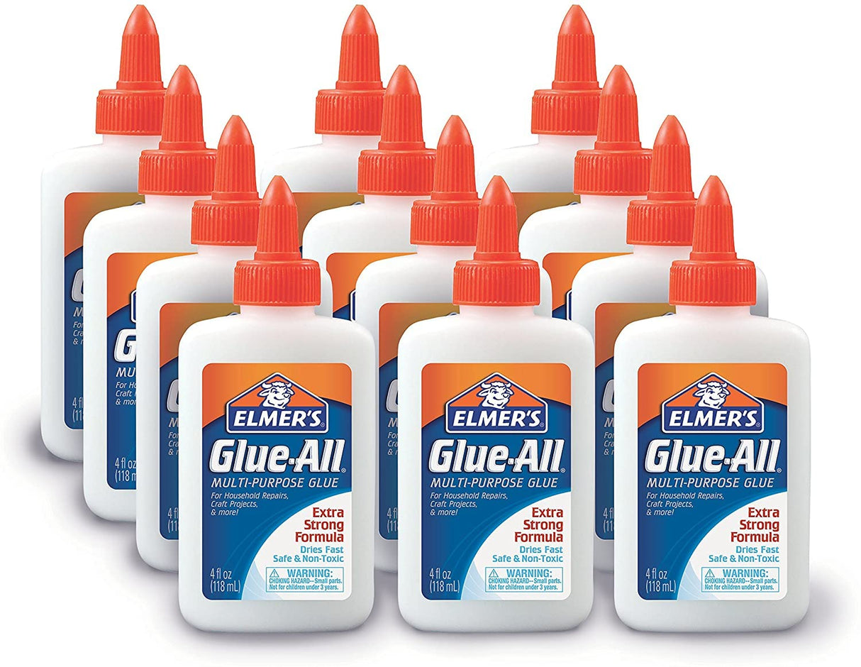 Elmer's Glue-All Multi-Purpose Liquid Glue, Extra Strong, Make Slime and Bond Materials Like Paper, Fabric, Wood, Ceramics, Leather, and More 4 Oz, WoodArtSupply