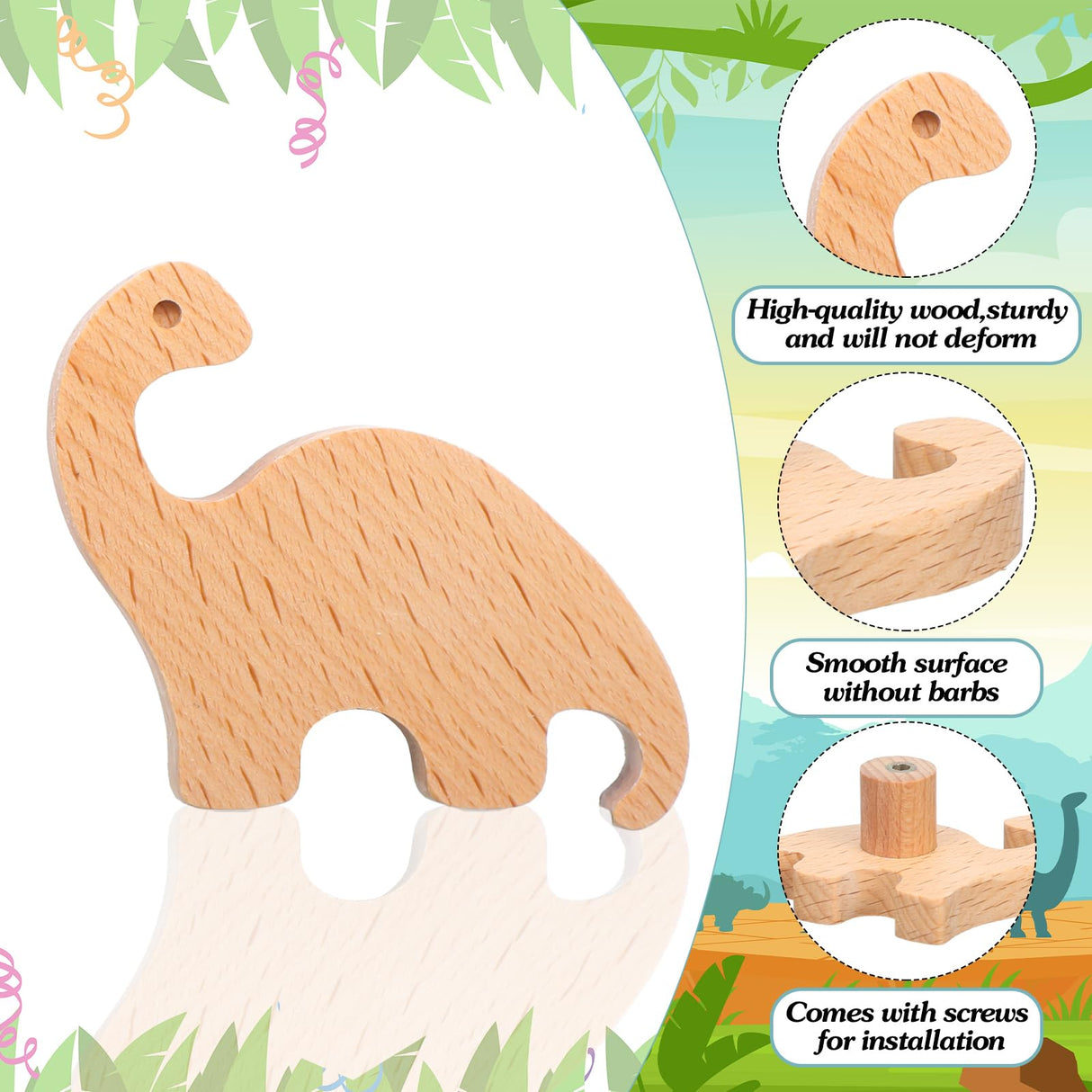 Qunclay Wooden Animal Cabinet Knobs Decorative Wood Dresser Knobs with Screws Dresser Pulls Wood Marine Woodland Animals Knobs Furniture Knobs Qunclay