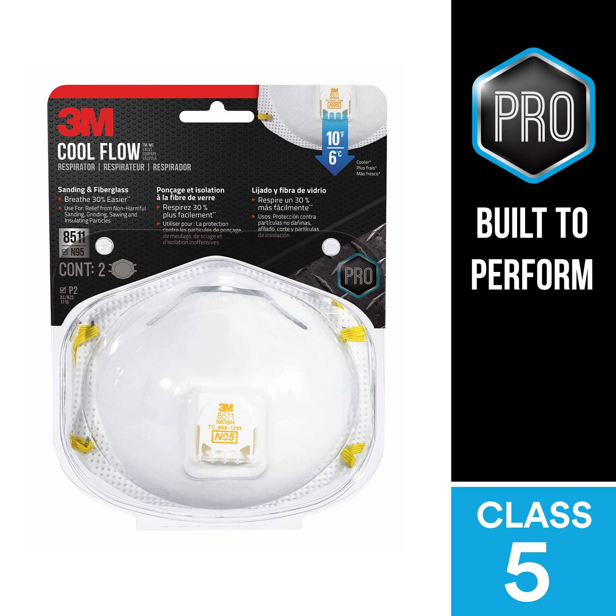 3M All-In-One Respirator, Best for Sanding, Fiberglass, Drywall, Painting, N95, Exhalation Valve Helps Direct Exhaled Air Downward, Relief From Dusts 3M Safety