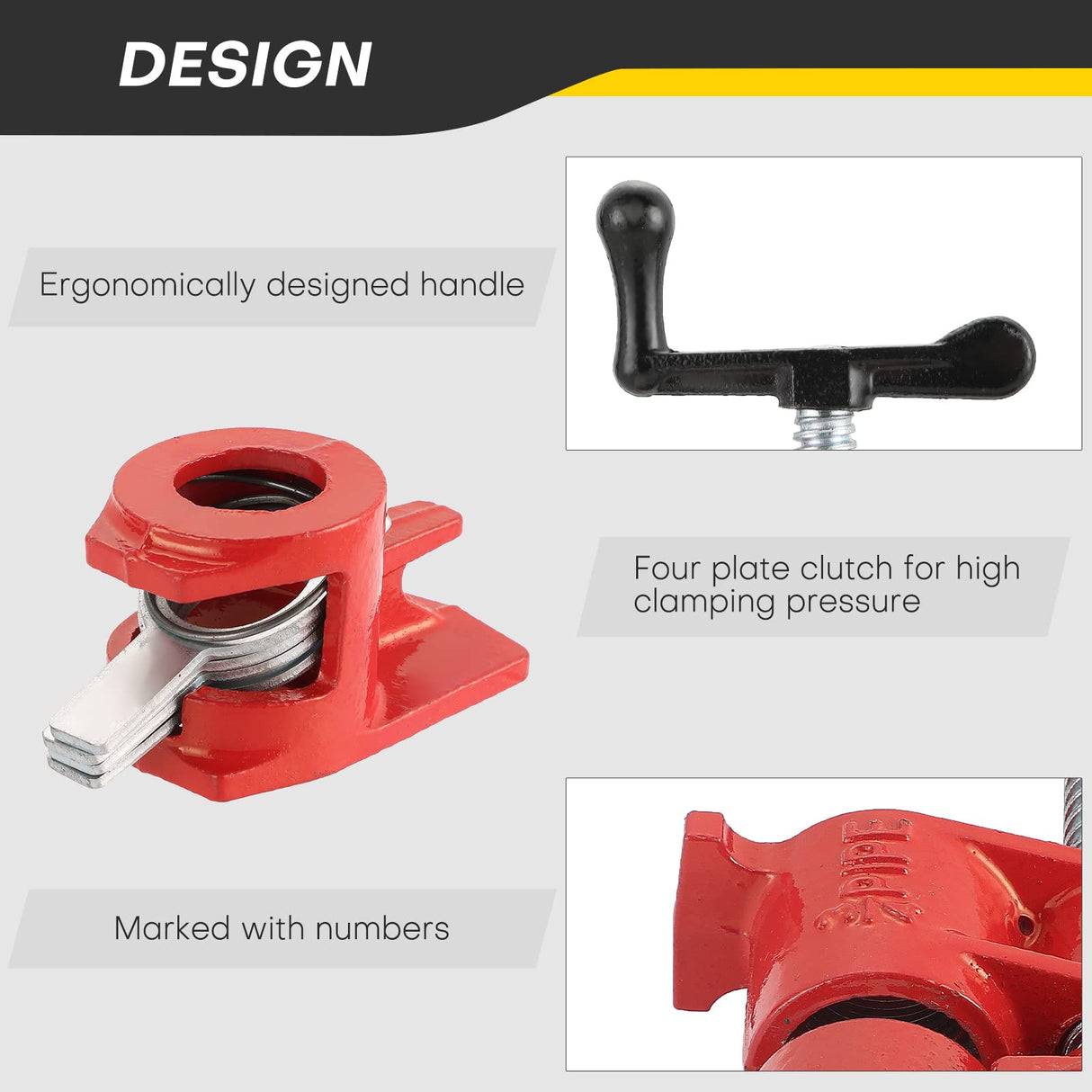 Acymner Wood Gluing Pipe Clamp Set | 3/4" Heavy Duty Woodworking Cast Iron Pipe Clamps Quick Release Pipe Wood Clamps (4 Pack, 3/4") Acymner