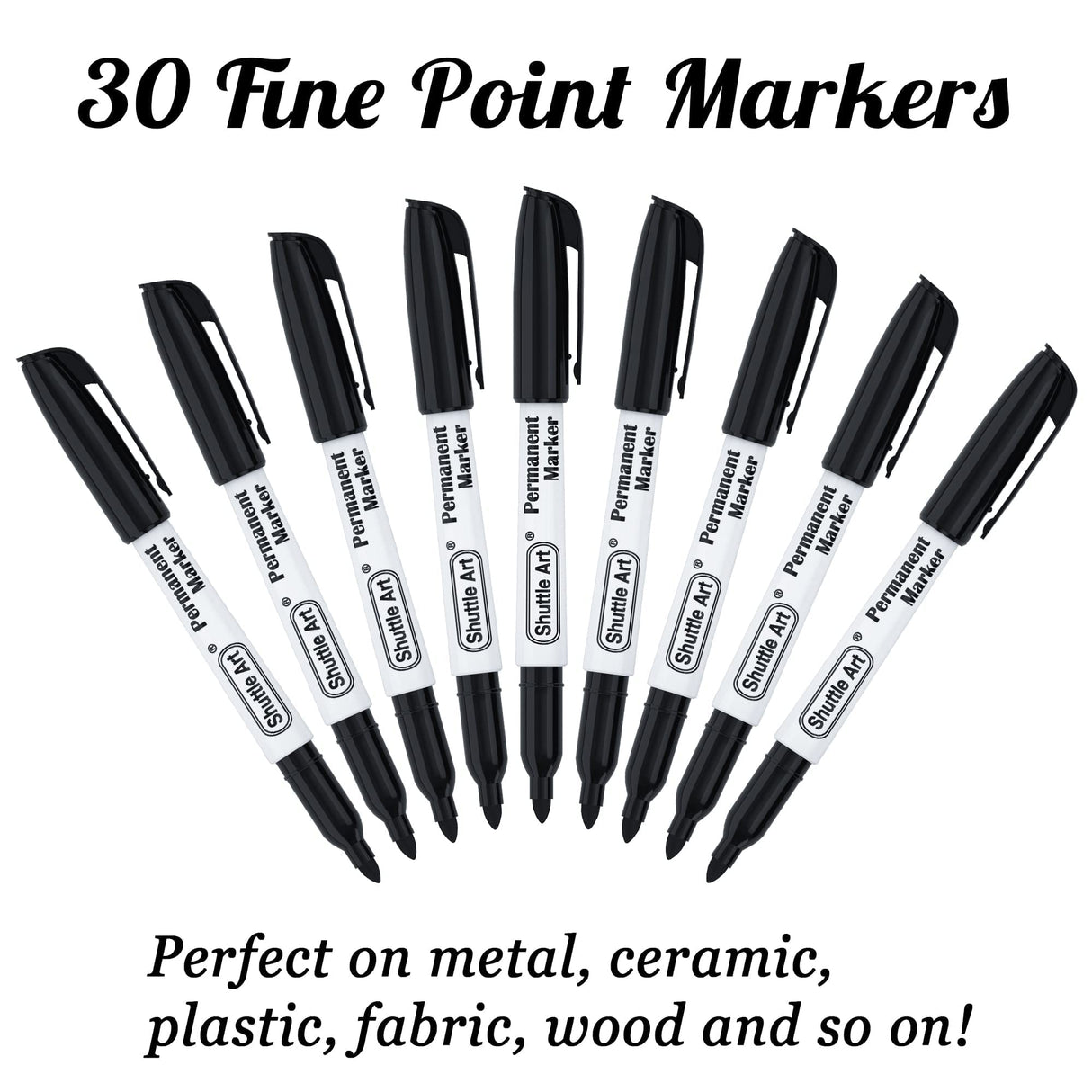 Shuttle Art Permanent Markers Bundle, 30 Pack Black and 30 Pack Blue Permanent Marker set,Fine Point, Works on Plastic,Wood,Stone,Metal and Glass for Shuttle Art