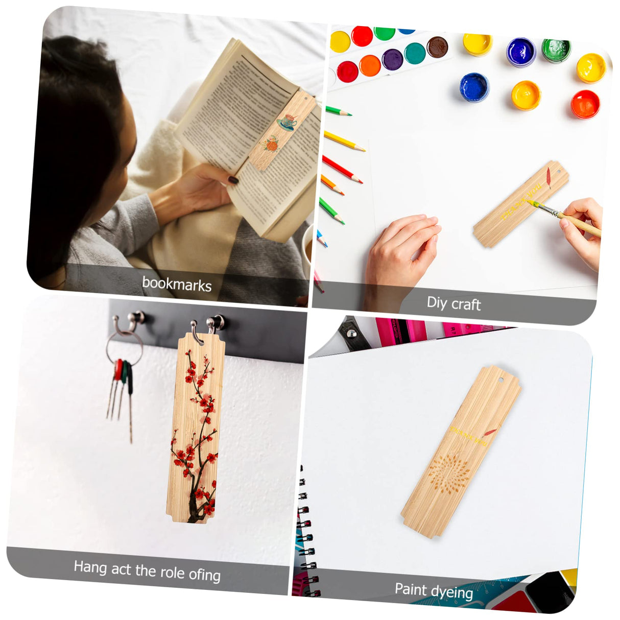 VILLCASE 20 pcs Wooden Blank Bookmark Blank Bookmarks to Decorate Decorative Bookmark Unfinished Wooden Bookmarks DIY Book Page Marker Blank Wooden VILLCASE