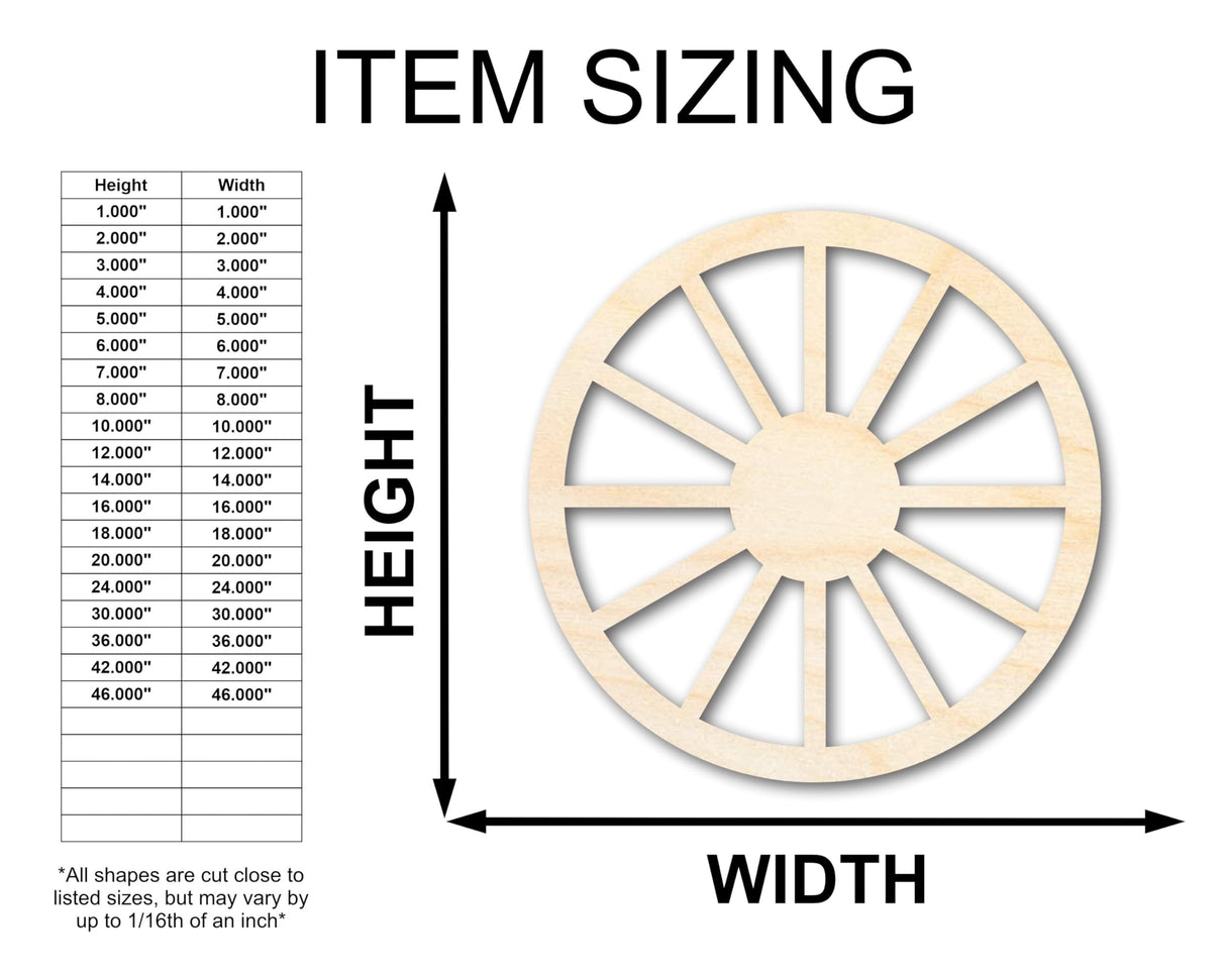 Unfinished Wood Wagon Wheel Shape | Rustic Farmhouse | DIY Craft Cutout | Up to 24" 6" / 1/4" 24 Hour Crafts