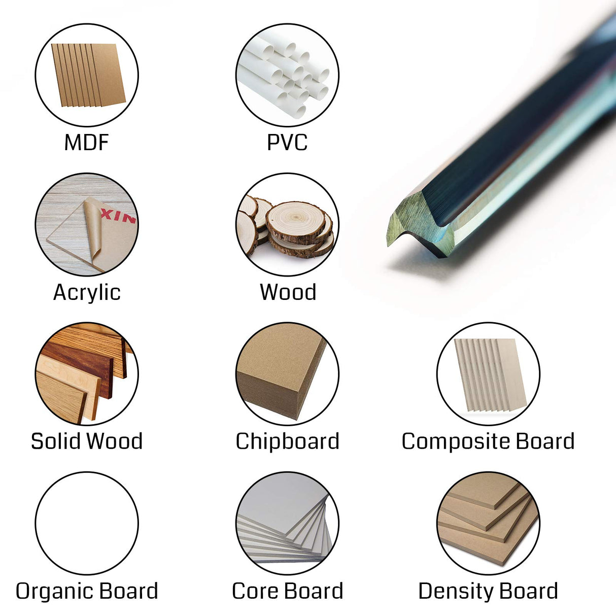 Genmitsu CNC Router Bits 1/8 inch Shank Straight Router Bits Nano Blue Coat 2-Flute End Mill Cutter for Wood MDF PVC Acrylic, 10 PCS, SR10A Genmitsu