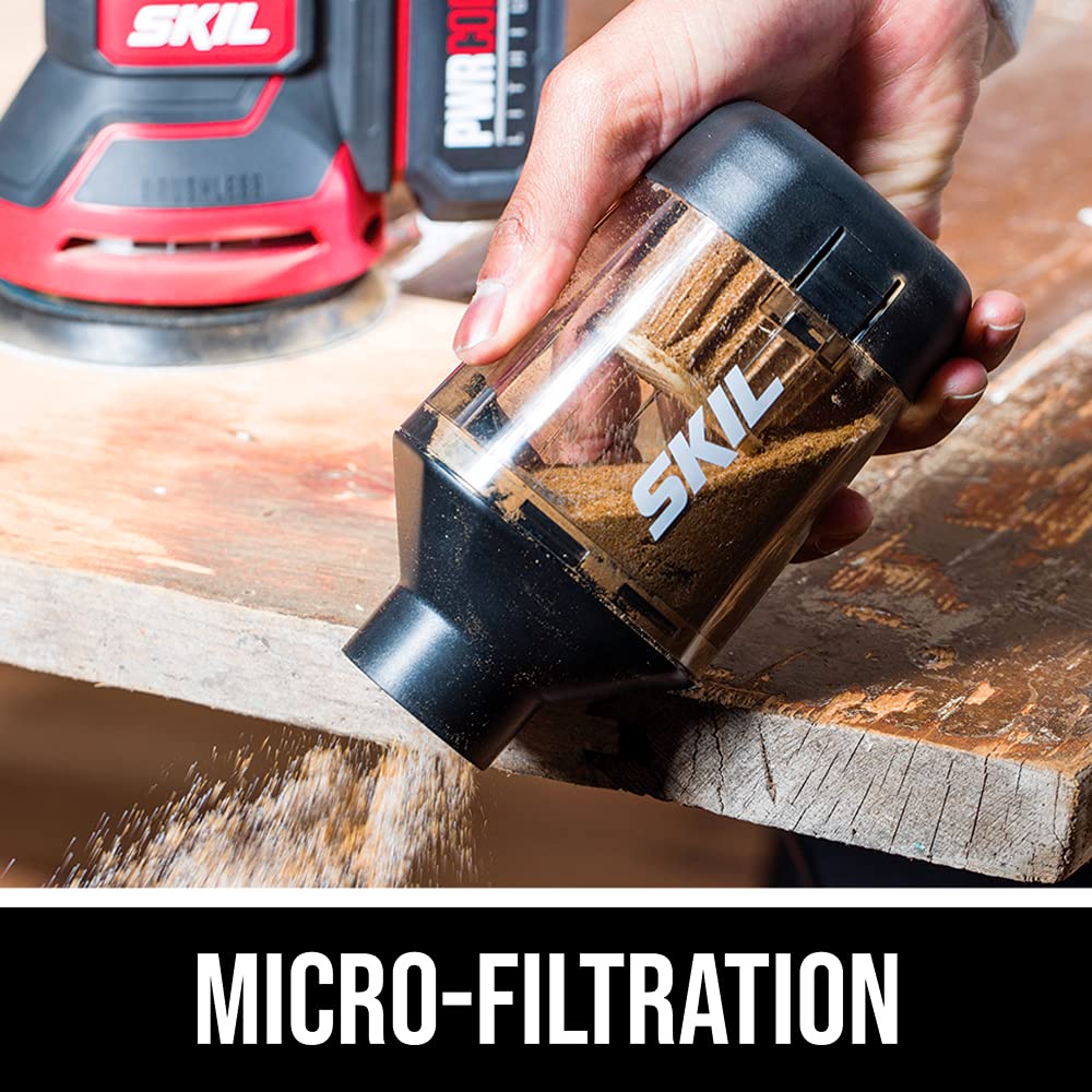 SKIL PWRCore 20 Brushless 20V 5-Inch Random Orbital Sander, Includes 2.0Ah Lithium Battery and PWRJump Charger - SR660302 Skil