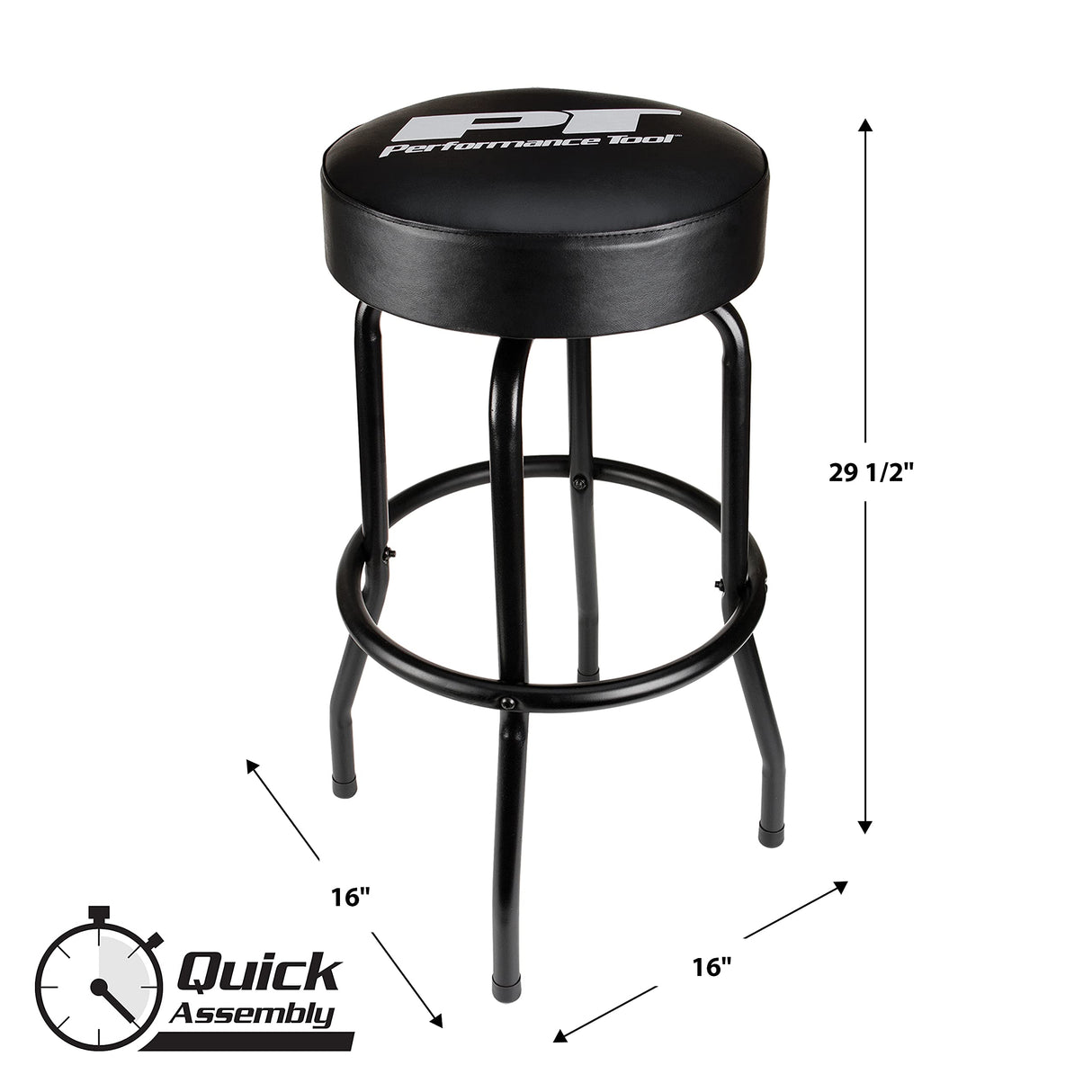 Performance Tool W85010 Swivel Seat Bar Stool for Mechanic Garages and Workshops, Black, 0.6x9.8x5.8-Inches Performance Tool