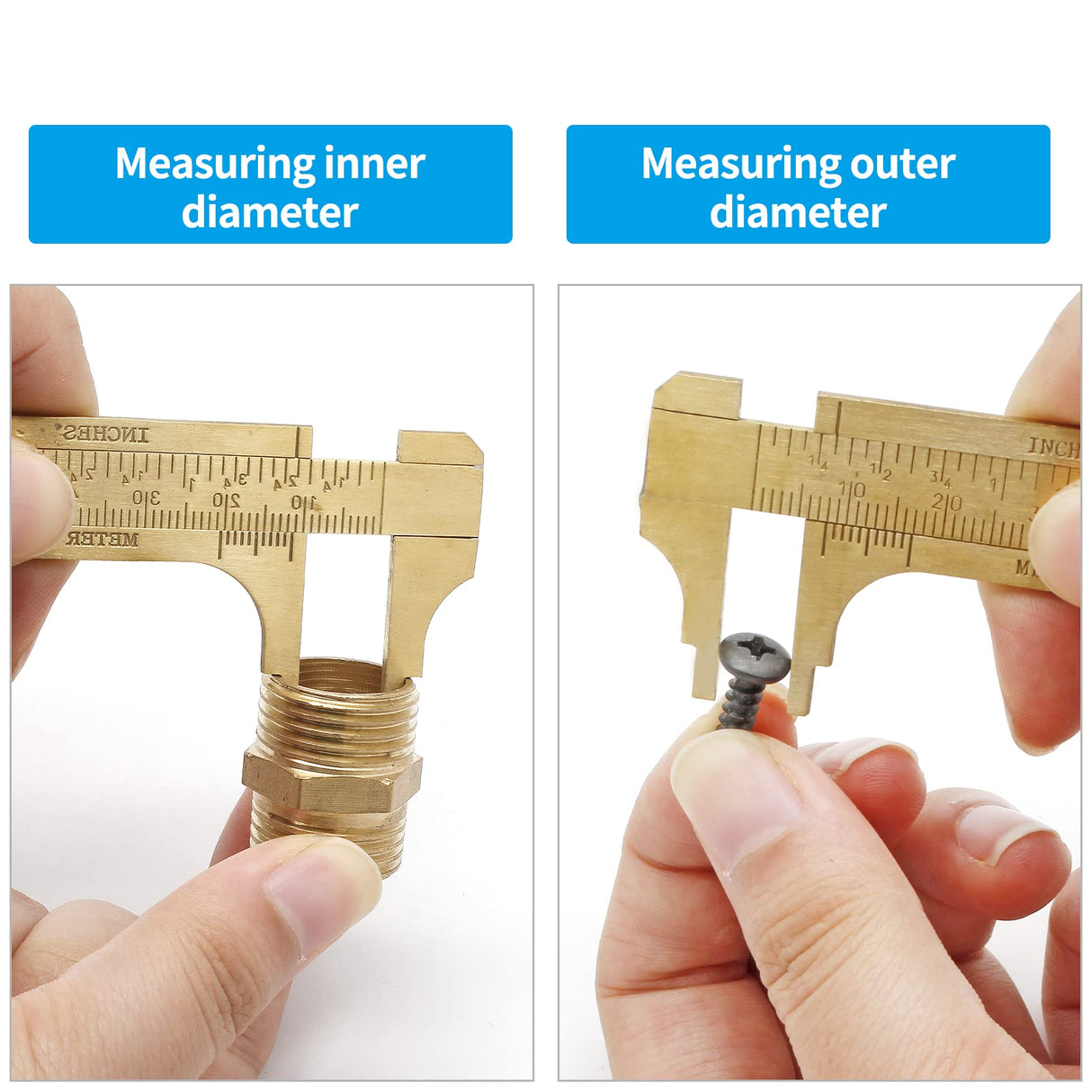 Kyuionty Brass Pocket Vernier Caliper Ruler, Sliding Gauge Mini Vernier Caliper Double Scales MM/Inch Measuring Tool (100mm) Kyuionty