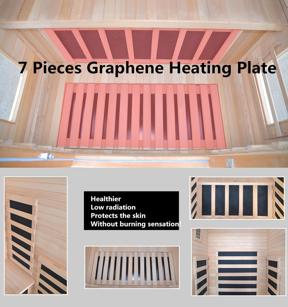 Infrared Saunas Room for Home 1 Person 1260W,7 Piece Graphene Heating Plate Dry Sauna, Wooden Canadian Hemlock Indoor Spa Sauna,Multi Functional Kang Share