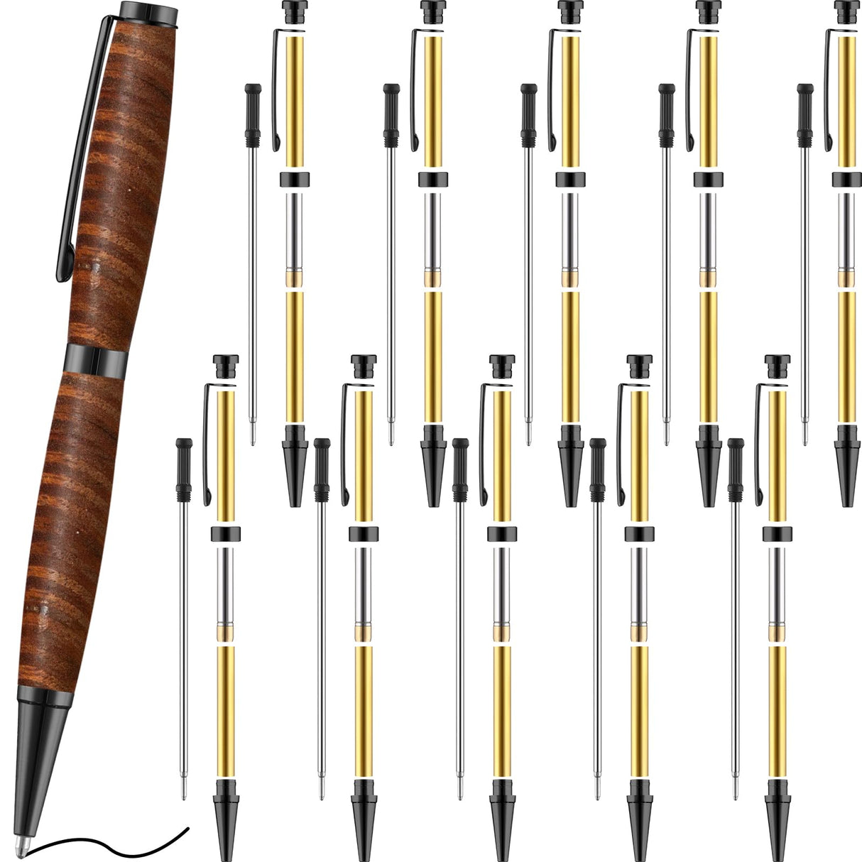 Colarr 10 Pcs Pen Kits for Wood Turning 7mm Slimline Pen Twist Pen Kit with Refill Lathe Turning Supplies for Making Pen Office Classroom Supplies Colarr