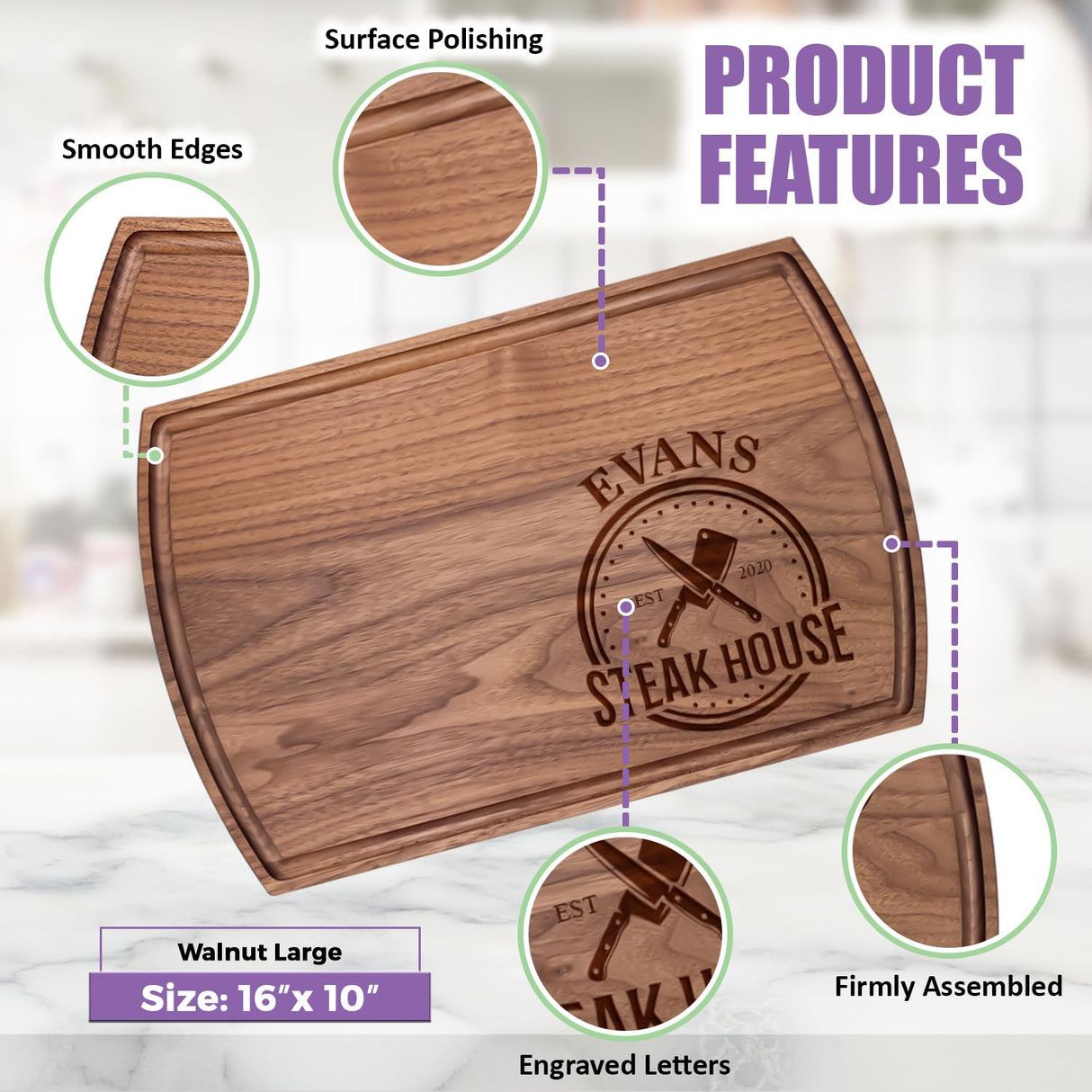Personalized Dad Cutting Board - Custom Wood Grill Board For BBQ Masters - Unique Barbeque and Grilling Gift Idea for Fathers Day, Birthday, Tayfus