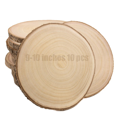 Large Unfinished Wood Slices for Centerpieces 10 Pcs 9-10 inches Natural Wood centerpieces for Tables Table Decor, Rustic Wedding Centerpieces,Wood