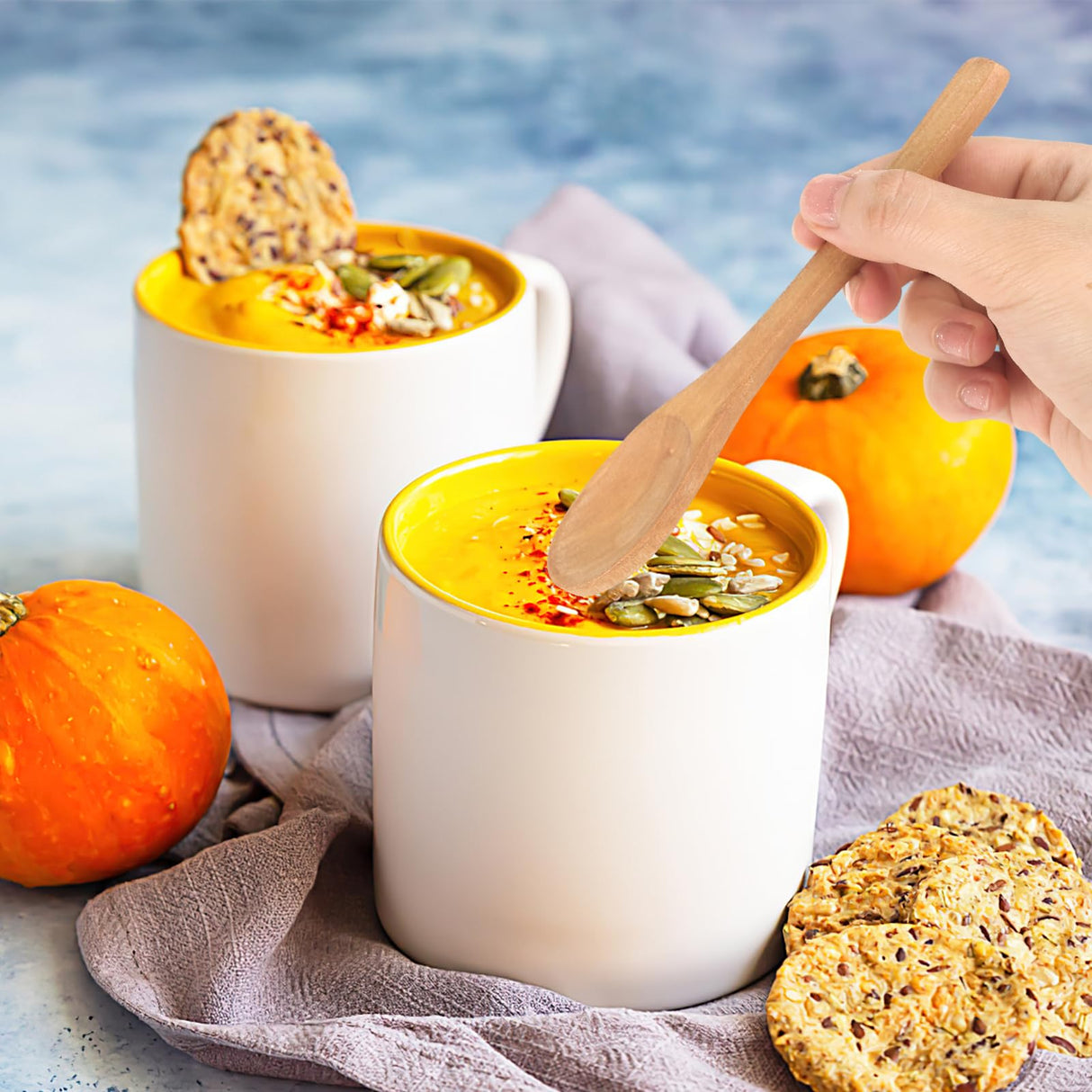 HANSGO 6PCS Small Wooden Spoons, Small Soup Spoons Serving Spoons 6inch Wooden Teaspoon for Coffee Tea Jam Bath Salts HANSGO