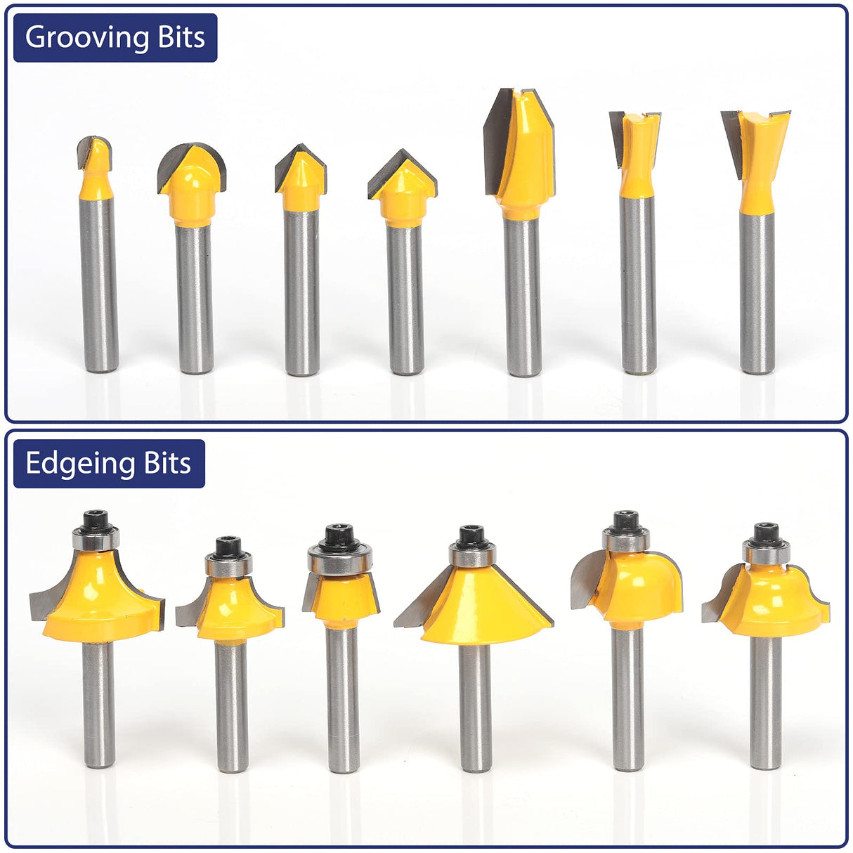 MNA Router Bit Set 25 Pieces 1/4 Inch, European Edition Router Bits Kit, Traditional Woodworking Tools, Aluminium Case MNA