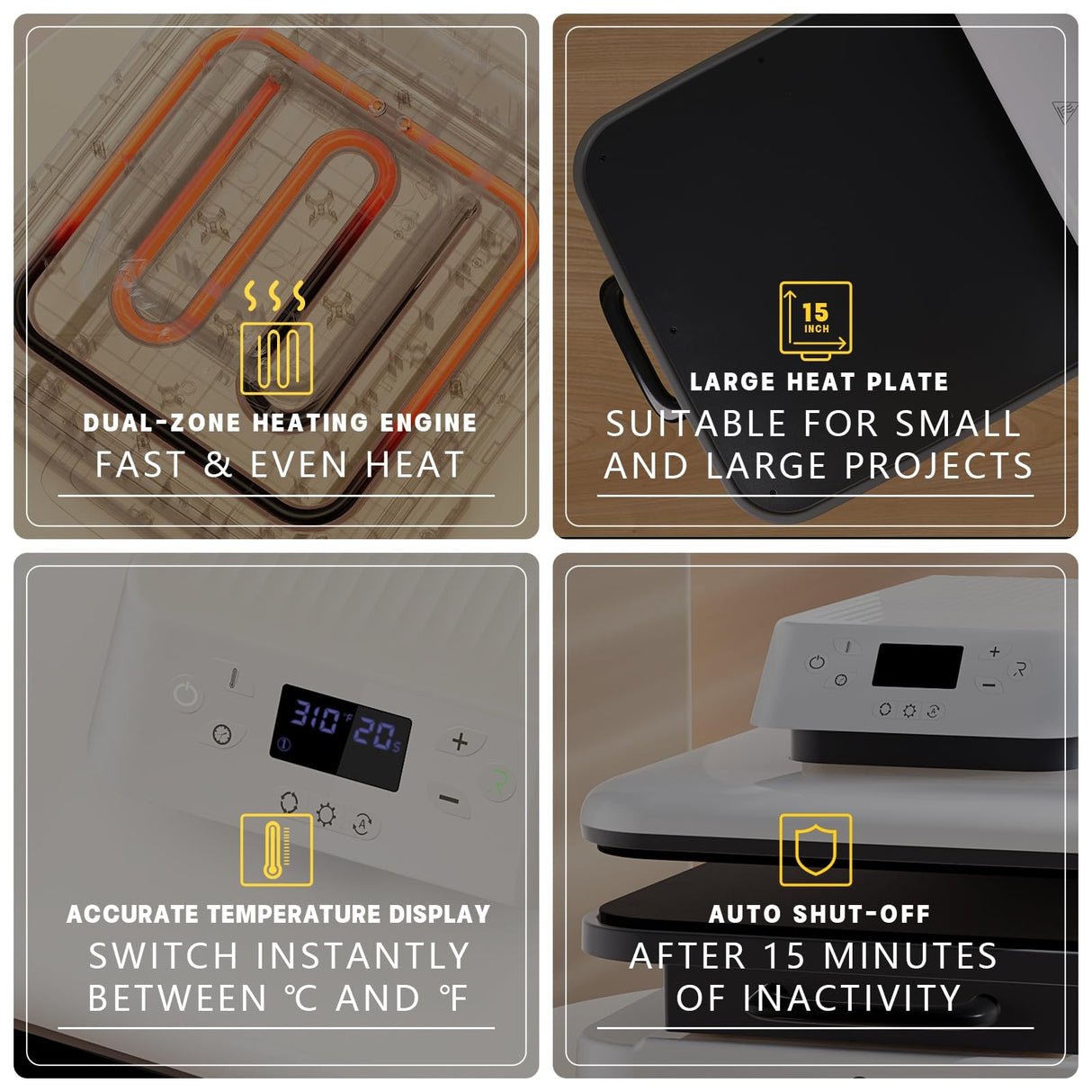 HTVRONT Auto Heat Press Machine for T Shirts - 15x15 Smart T Shirt Press Machine with Auto Release - Professional Heat Press for Sublimation, Vinyl, HTVRONT