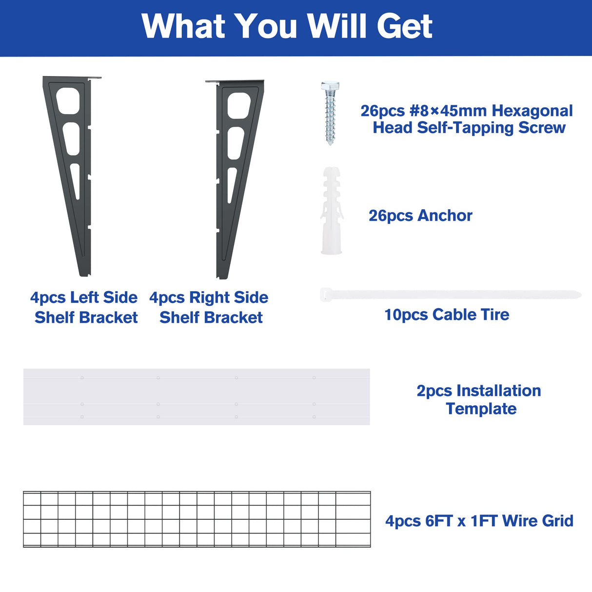 WORKPRO 2-Pack 2x6FT Garage Wall Shelving, 72” x 24” Heavy Duty Wall Mounted Shelving, 800lbs Load Capacity (Total), Metal Wall Shelves Suitable for WORKPRO