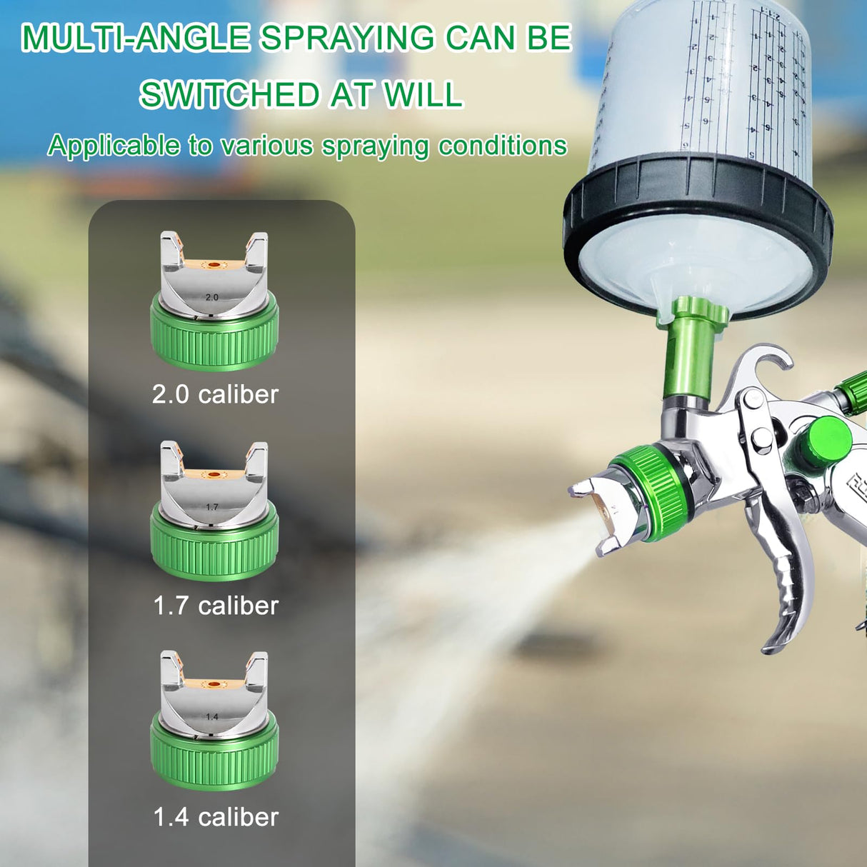 ROIKETU HVLP Paint Sprayer with 10pcs 600ML Mixing Quick Cup,Spray Paint Gun Set Contain 3 Nozzles 1.4/1.7/2mm &Pressure Gauge for Car ROIKETU