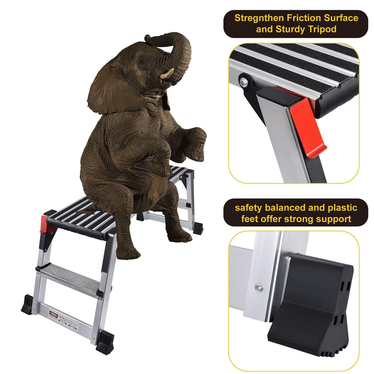 Aluminum Work Platform Large Size Step Stool Folding Portable Work Bench with Non-Slip Mat Capacity 660 LBS Heavy Duty LEADALLWAY