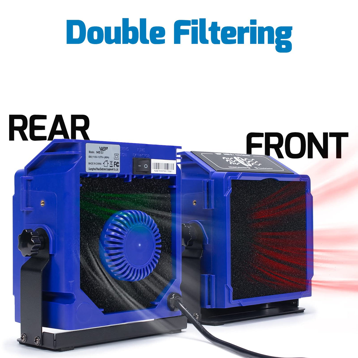 WEP 948DQ-I Fume Extractor Tool with Double Filtering, Helping Hands, Adjustable Tilt Angle, Fenders for Soldering Station, Soldering Iron with 6 WEP