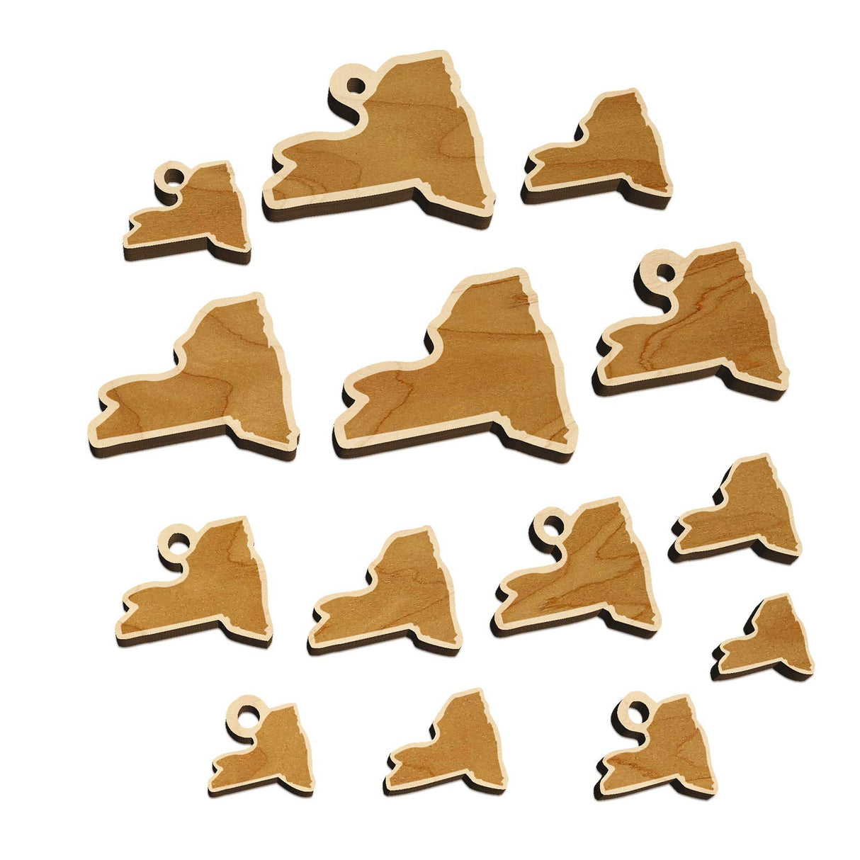 New York State Silhouette Mini Wood Shape Charms Jewelry DIY Craft - 12mm (26pcs) - with Hole Sniggle Sloth