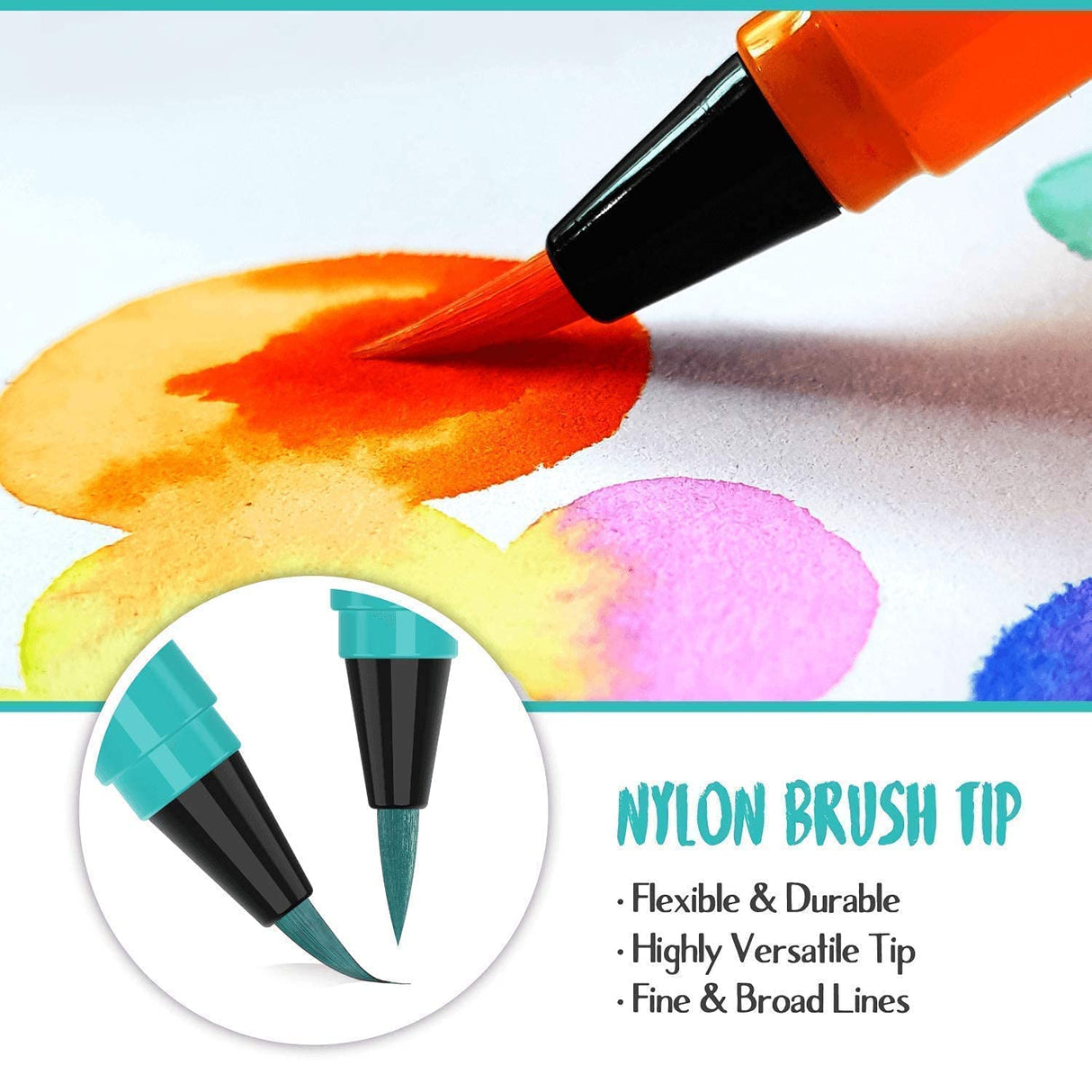 Chalkola Artist Bundle: 28 Watercolor Brush Pens + 25 Canvases Variety Pack Chalkola