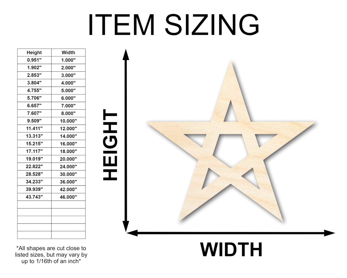 Unfinished Wood Pentagram Shape | Craft Cutout | up to 36" DIY 10" / 1/8" 24 Hour Crafts
