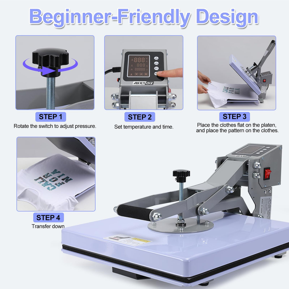 AKEYDIY 15''x15'' Heat Press Machine for T Shirts, Slide Out Digital Clamshell Heat Press Sublimation Printer, Industrial Heat Transfer Machine for AKEYDIY