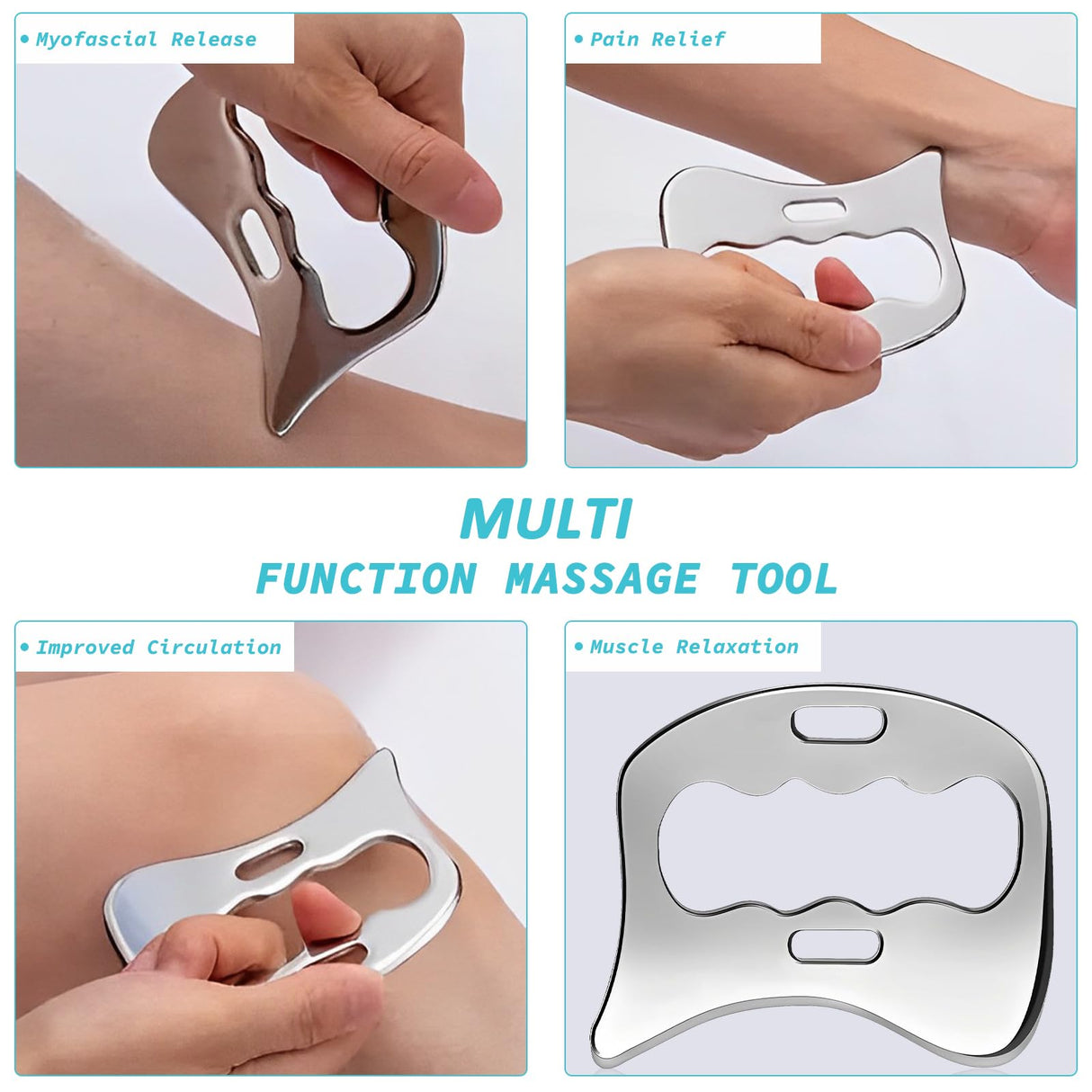 3-in-1 Stainless Steel Gua Sha Muscle Scraper Tool, Myofascial Scraping Tools for Physical Therapy, Lymphatic Drainage Massager, Soft Tissue Massage AICNLY