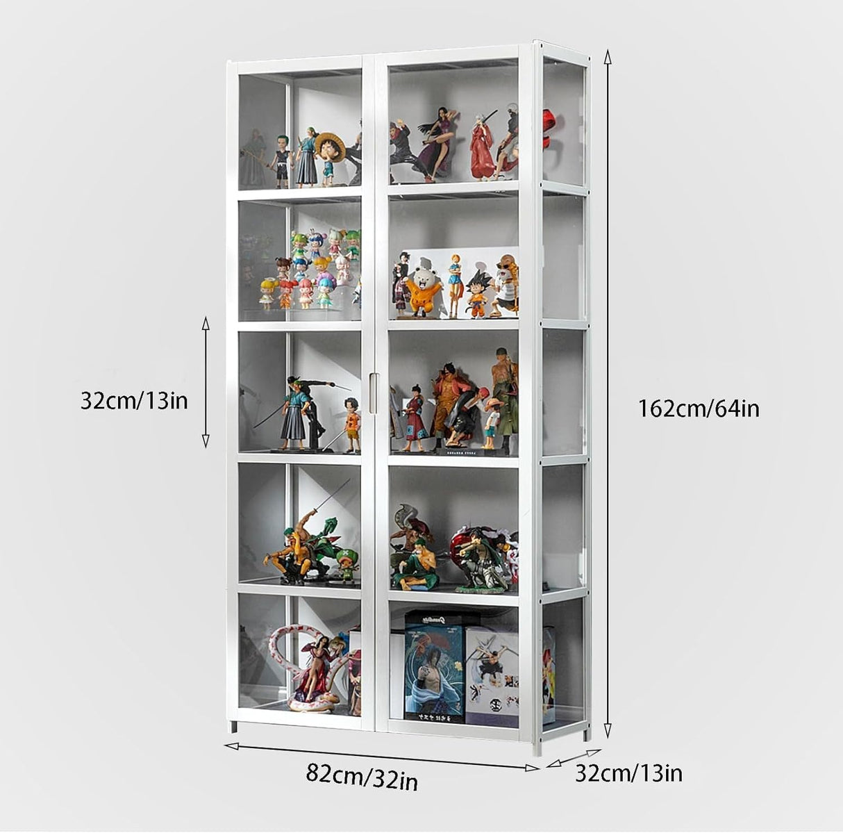 BYSIECD Acrylic Curio Display Cabinet with 5-Tier Shelves for Organising Collectibles and Toys BYSIECD