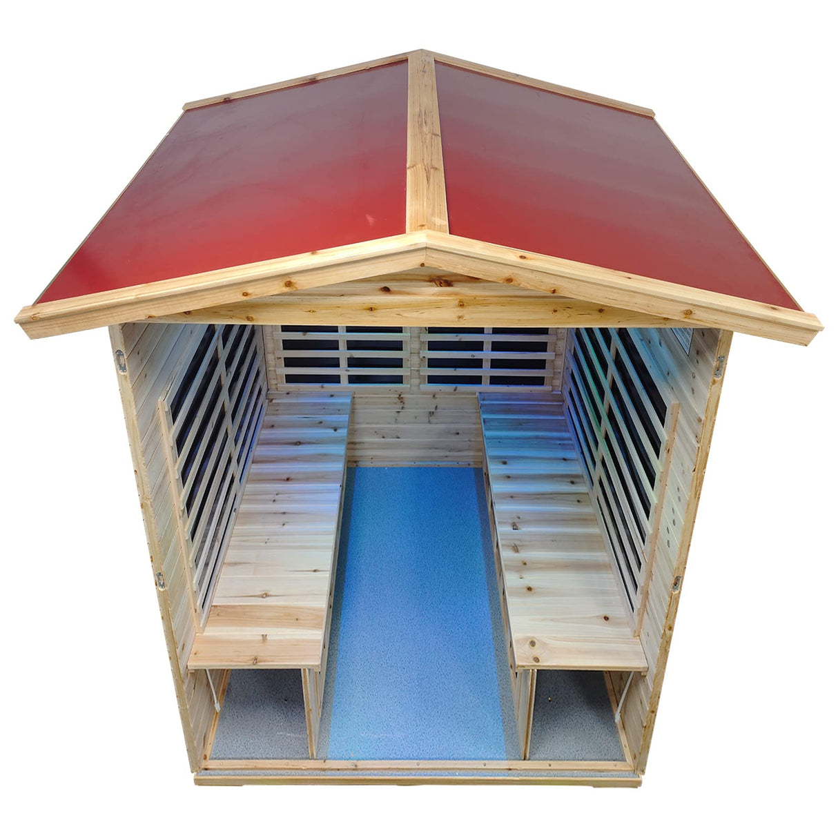 Kanlanth Far Infrared Sauna Low EMF Wooden Sauna for Home, 4 Person Outdoor Sauna Room, 2,050watt, Canadian Hemlock, Indoor Home Sauna with Kanlanth