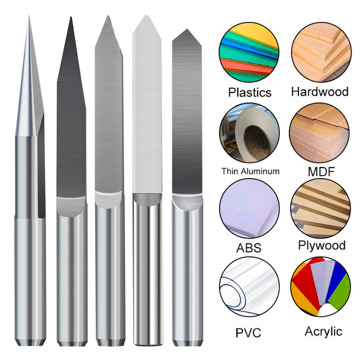 Drill Bit PCB Engraving Bits 4mm Shank Flat Bottom End Mill Tipped Carbide 3D Engraving Bit CNC Router Bit,4x0.2x45D WZFC