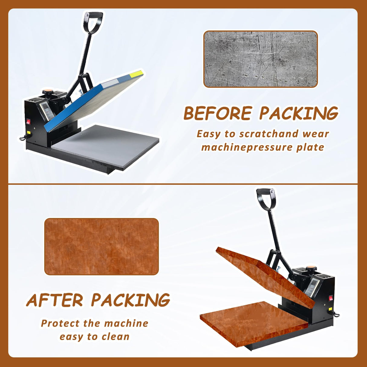 KELEYU 2 Pcs Wrap Cover for Heat Press Platen 15x15 Inch,Non-Stick High Temperature Reusable Teflon Heat Press Platen Wrap Cover,Protecting KELEYU