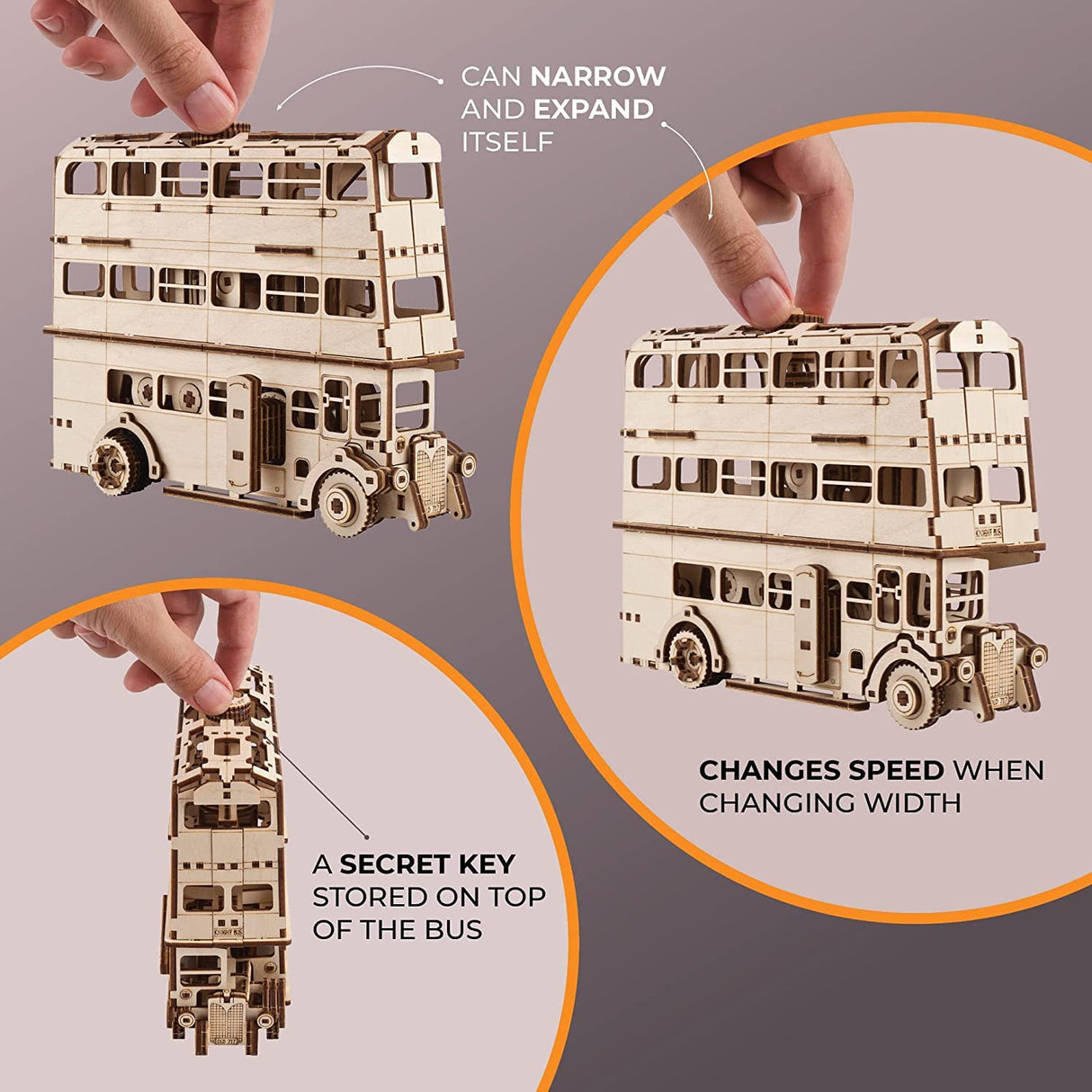 UGEARS Harry Potter Knight Bus - 3D Wooden Puzzles for Adults to Build - Wooden Bus Model Kits 3D Puzzles for Adults - Wooden Model Building DIY UGEARS