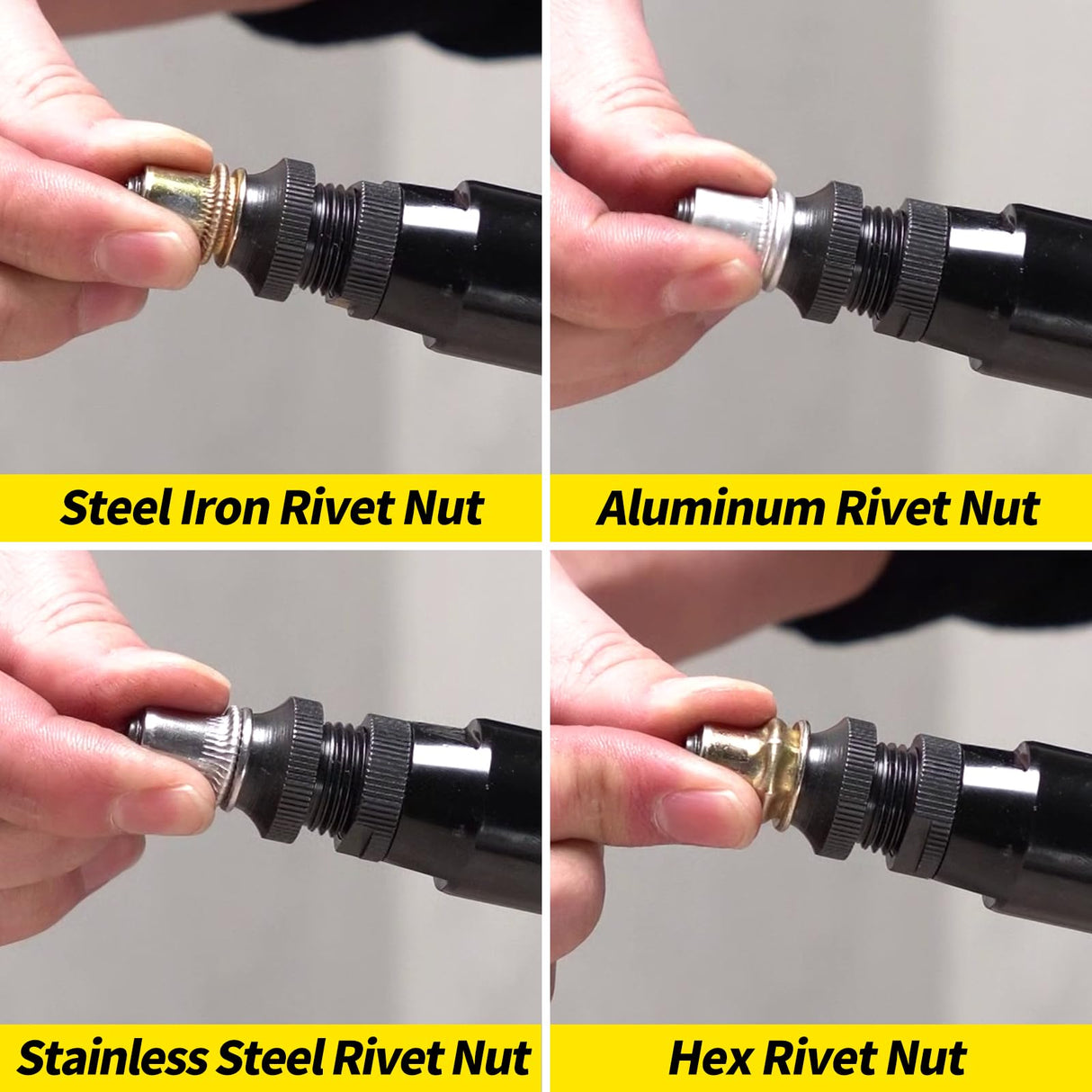 HIFESON Heavy Duty Air Hydraulic Rivet Nut Tool, Pneumatic Riveter Automatic Rivet Nut Gun Tool Setting Kit Come with 13 Size Metric and SAE HIFESON