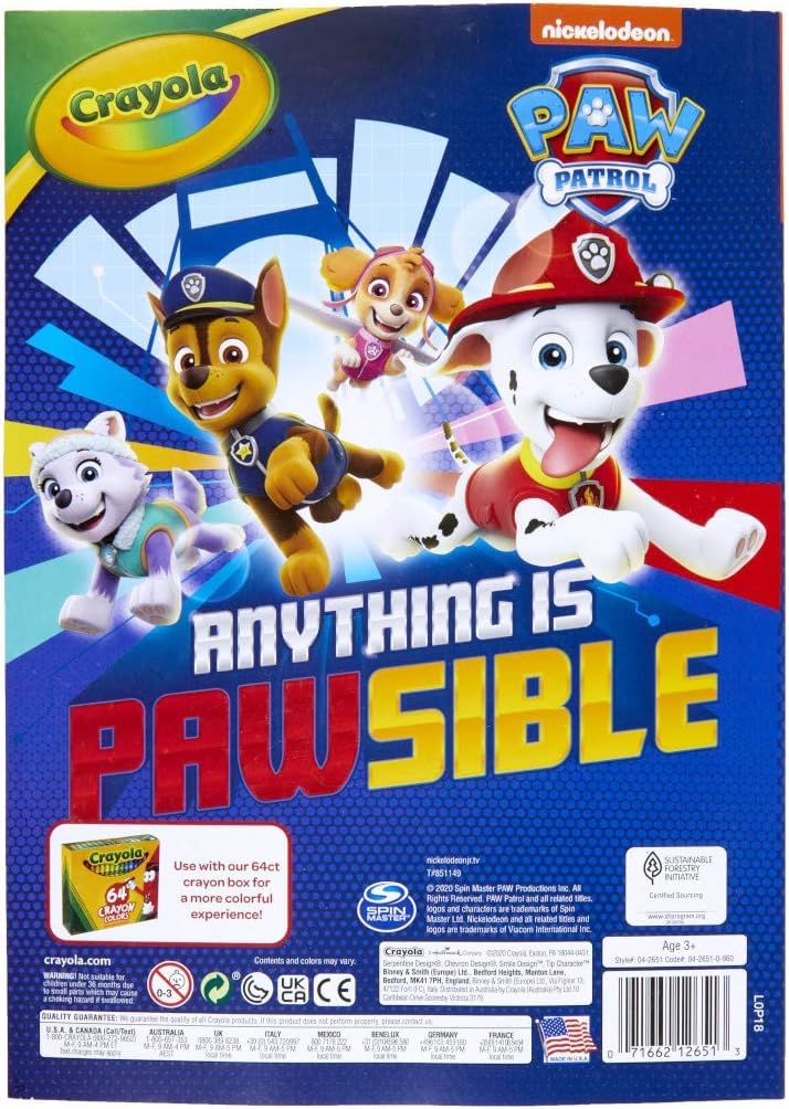 Crayola Paw Patrol Coloring Book with Stickers, Gift for Kids, 288 Pages, Ages 3, 4, 5, 6 Crayola